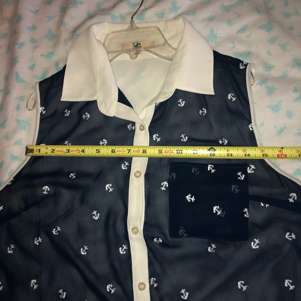 Adorable Sheer Anchor Collared Tank Blouse - Picture 7 of 7